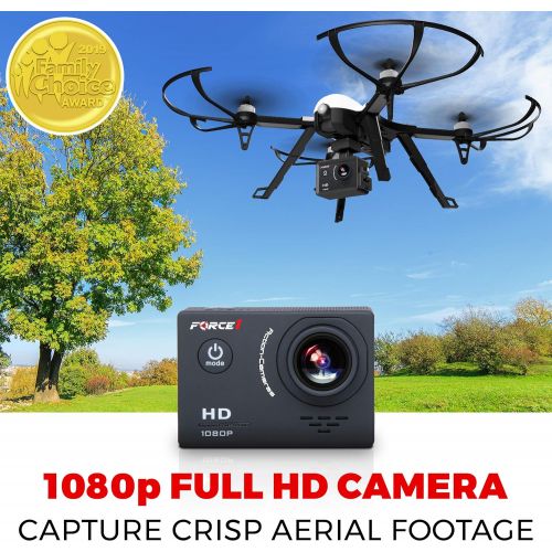  Force1 F100GP Drone with Camera for Adults - GoPro Compatible RC Drone with 1080p HD Video Drone Camera Long Range Brushless Quadcopter with Remote Control, 2 Drone Batteries, 3 Dr