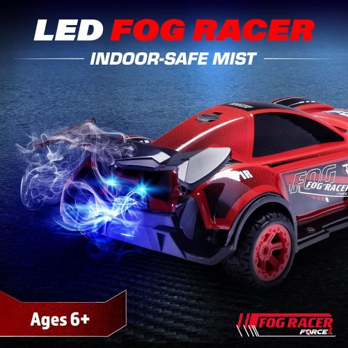  Force1 Fog Racer Remote Control Car for Kids- Fast RC Car High Speed LED Light Race Car Toy with Fog Mist, 2 Car Shells, 5 LED Modes, 2.4 GHZ Remote, Rechargeable Toy Car for Boys