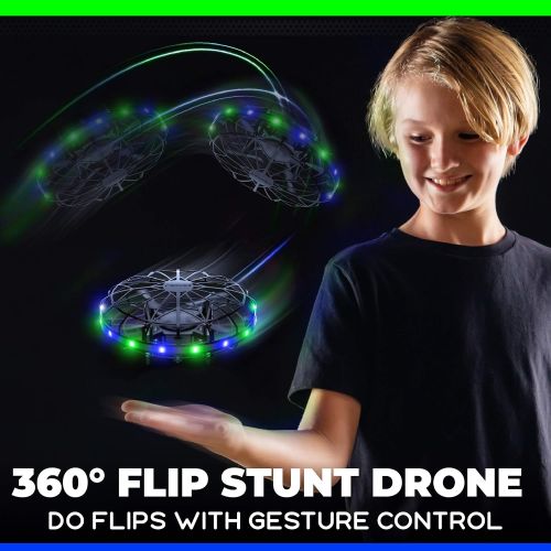  [아마존베스트]Force1 Scoot LED Hand Operated Drones for Kids or Adults - Hands Free Motion Sensor Mini Drone, Easy Indoor Small UFO Toy Flying Ball Drone Toys for Boys and Girls (Green/Blue)