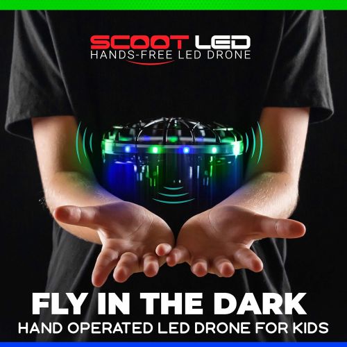  [아마존베스트]Force1 Scoot LED Hand Operated Drones for Kids or Adults - Hands Free Motion Sensor Mini Drone, Easy Indoor Small UFO Toy Flying Ball Drone Toys for Boys and Girls (Green/Blue)