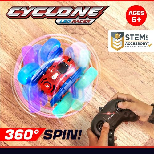  Force1 Cyclone LED Remote Control Car for Kids - Double Sided Fast RC Car with Bright LED Tires, Off-Road Crawler RC Stunt Car 360 Flips, Spins, Drifts; 2.4GHz Remote Control, 2 Re