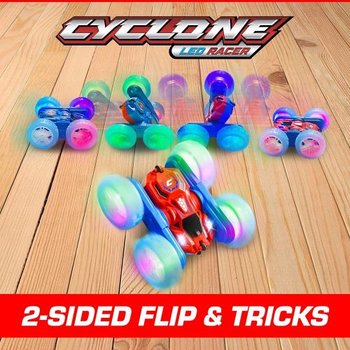  Force1 Cyclone LED Remote Control Car for Kids - Double Sided Fast RC Car with Bright LED Tires, Off-Road Crawler RC Stunt Car 360 Flips, Spins, Drifts; 2.4GHz Remote Control, 2 Re