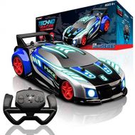 Force1 Techno Racer Remote Control Car for Kids - LED RC Car, High Speed Race Drift Car Toy with Music, Engine Sounds, Light Up Car Shell, and Easy Remote Control (Blue)