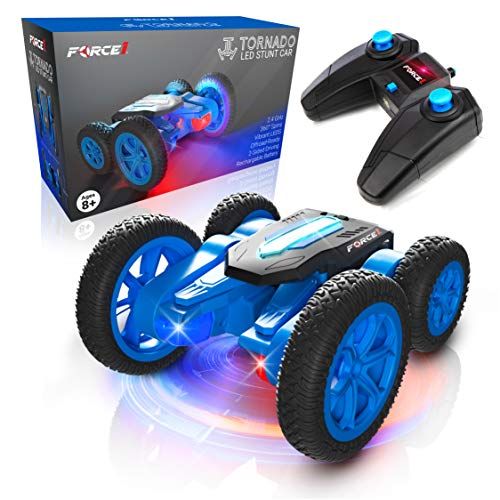  Force1 Tornado LED Remote Control Car for Kids - Double Sided Fast RC Car, 4WD Off-Road Stunt Car with 360 Flips, All Terrain Tires, LEDs, Rechargeable Toy Car Batteries, and Easy