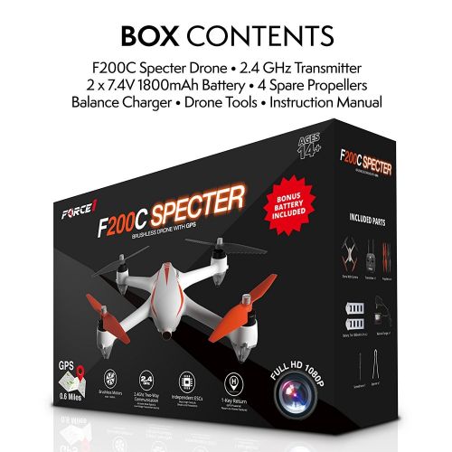  Force1 Drone with Camera and GPS Return Home Brushless Motors HD Drone 1080p Camera MJX B2C Bugs 2 Quadcopter (Certified Refurbished)