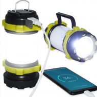 ForceMaxe Camping Lantern Rechargeable Flashlight,Power Bank,6 Modes Torch,IPX4 Waterproof,Portable LED Light with Two-Way Hook and USB Cable for Camping, Hiking, Hurricane Emergen