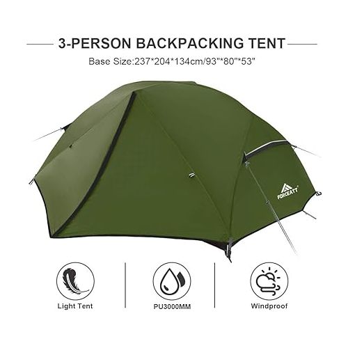  Forceatt Tent for 2 and 3 Person is Waterproof and Windproof, Camping Tent for 3 to 4 Seasons,Lightweight Aluminum Pole Backpacking Tent Can be Set Up Quickly,Great for Hiking