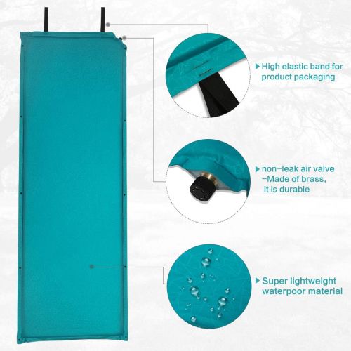  Forceatt Self-Inflating Sleeping Pad for Camping, 74.8 x23.6 x2 inch Ultralight Camping Sleeping Mat, Thickened Sponge and Waterproof Sleeping Pad Great for Backpacking,Traveling a