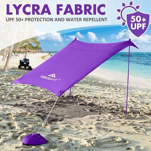  Forceatt Family Beach Tent, Sun Shelter with UPF 50+ Sun Protection (7 x 7ft 2 Aluminum Poles), Beach Shade with Ground Pegs, Reinforced Corners, for Camping Trips, Fishing, Backya