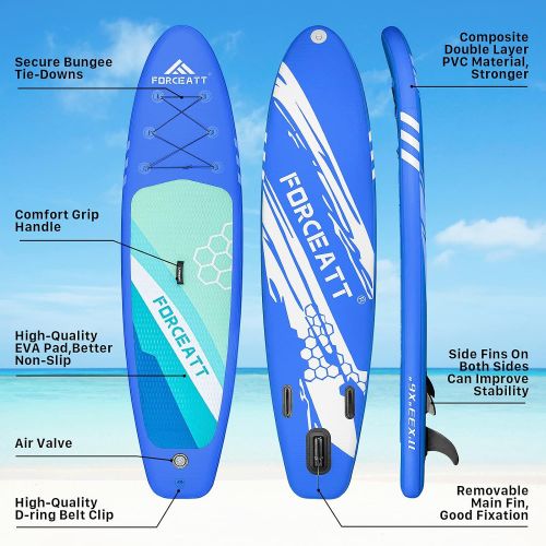  Forceatt Inflatable Paddle Boards for Adults,102 and 11 SUP Boards,Paddle Boards for All Skill Levels Include Beginner,Equipped 64 to 85 Paddle, 15L Waterproof Bag and Detailed Use
