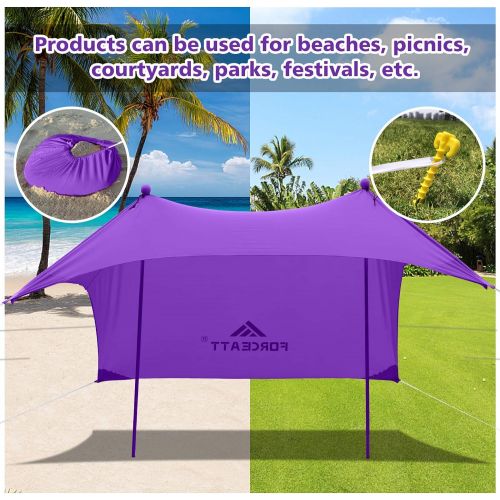  Forceatt Beach Tent Canopy Sun Shade UPF50+ UV Protection (7×7 FT 2 Aluminum Pole), Lightweight and Easy Set Up Outdoor Sun Shelter for Beach Time, Backyard,Fishing, Camping or Fam
