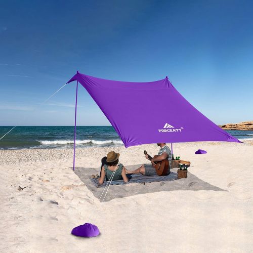  Forceatt Beach Tent Canopy Sun Shade UPF50+ UV Protection (7×7 FT 2 Aluminum Pole), Lightweight and Easy Set Up Outdoor Sun Shelter for Beach Time, Backyard,Fishing, Camping or Fam