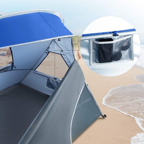  Forceatt Beach Tent for 2 Person, UPF50+ Silver Coated Shade Beach Tent，Light Weight and Easy to Carry and Set up, Tent can Also be Used in Gardens or Parks by Screw Ground Nails W