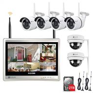 Wireless Surveillance System, Forcovr 8 Channel Home Security Camera System 12.5inch 1080P LCD Monitor with 4PCS Outdoor Bullet Cameras 2PCS Indoor Dome Cameras with 2TB Hard Drive