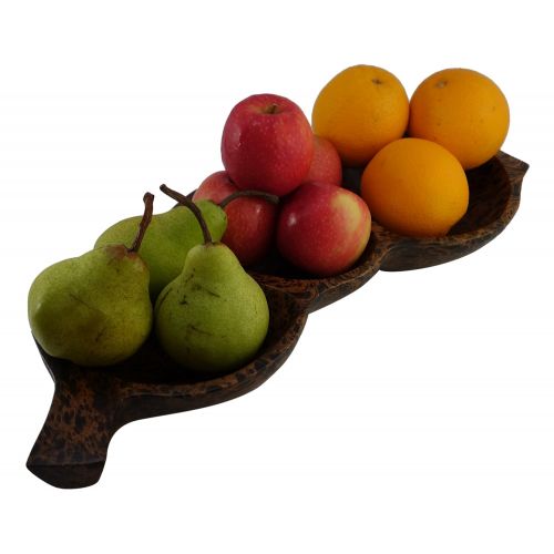  Forest of Green Handmade Wooden 3 Section Serving Tray Wood Serving Plater Snack Dish Canape Plate Knick Knack Organizer - Sustainable Wood (Mottled)