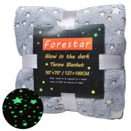 Forestar Glow in The Dark Throw Blanket for Kids 50 x 70 with Glowing Stars Lengthened Super Soft Double Side Skin-Friendly Polyester Flannel Fleece Children Bed Throw Gift for Boy