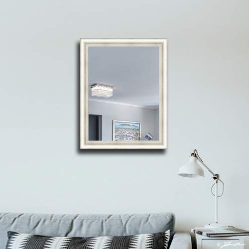  Forever Art Framed Wall Vanity Bathroom Makeup Non-Beveled Glass Mirror with D-Ring, Finished Size 30 in x 40 in, 13-Silver, MIRR-30x40-13-MR952-10