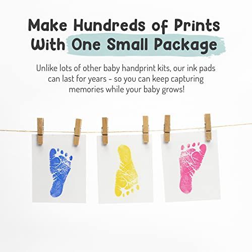  Baby Hand and Footprint Kit by Forever Fun Times | Get Hundreds of Detailed Prints with One Baby Safe Ink Pad | Easy to Clean, and Works with Any Paper or Card | Clean and Safe (Bl