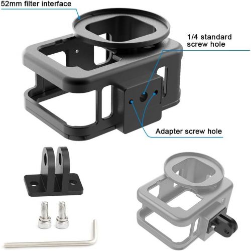  Forevercam Aluminium Housing Case Alloy Protective Skeleton Frame with 52mm UV Filter and Lens Cap for Gopro Hero 9 Black Action Camera Black with Rear Door (Lightweight)