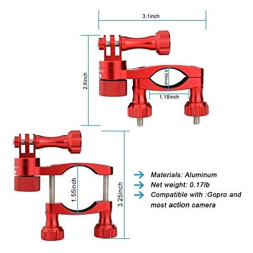  Forevercam Updated Version(360°rotation and lock any direction)0.6-1.3inch All-Aluminum bike/motorcycle handlebars, Seat Post ,Ski Pole Mount for GoPro10/9/8Hero7/HERO6 Black/HERO5 Black4,HD