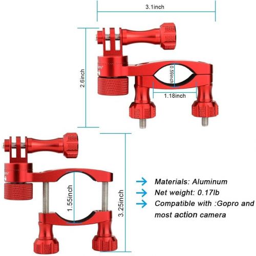  Forevercam Updated Version(360°rotation and lock any direction)0.6-1.3inch All-Aluminum bike/motorcycle handlebars, Seat Post ,Ski Pole Mount for GoPro10/9/8Hero7/HERO6 Black/HERO5 Black4,HD
