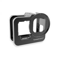 Forevercam Aluminium Housing Case Alloy Protective Skeleton Frame with 52mm UV Filter and Lens Cap for Gopro Hero 10/ 9 Black Action Camera Black with Rear Door (Firm)