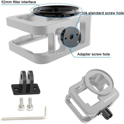  Forevercam Aluminium Housing Case Alloy Protective Skeleton Frame with 52mm UV Filter and Lens Cap for Gopro Hero 10/ 9 Black Action Camera Black with Rear Door (Firm)