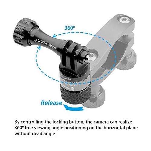  Forevercam Updated Version(360°Rotation and Lock Any Direction) 0.6-1.3inch All-Aluminum Bike/Motorcycle Handlebars, Seat Post ,Ski Pole Mount for Gopro Hero 10/9/8/7/6/5/4 ,HD DJI Osmo Actio