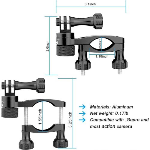  Forevercam Updated Version(360°Rotation and Lock Any Direction) 0.6-1.3inch All-Aluminum Bike/Motorcycle Handlebars, Seat Post ,Ski Pole Mount for Gopro Hero 10/9/8/7/6/5/4 ,HD DJI Osmo Actio