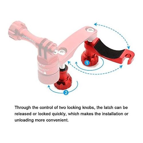  [아마존베스트]Forevercam 360° rotation and lock for mountain bike handlebars made of aluminium, compatible with all action cameras.