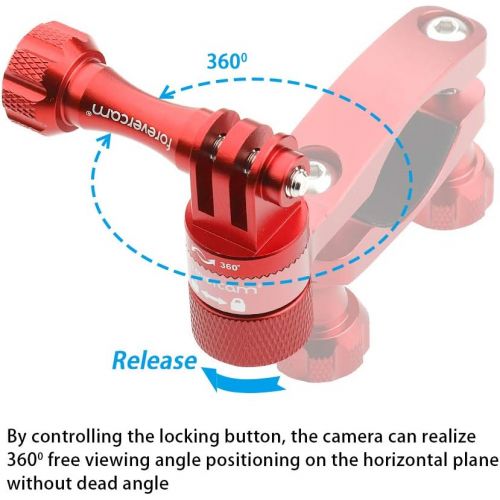  [아마존베스트]Forevercam 360° rotation and lock for mountain bike handlebars made of aluminium, compatible with all action cameras.