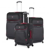 Forge SwissGear Expandable Spinner Wheel Black Suitcase Set - Softshell & Lightweight