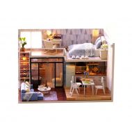 Forgiven-kids toys DIY House Kit 3D Puzzles Handmade Miniature Dollhouse DIY Kit Light Blue Time Lavender Story Dollhouses Accessories Dolls Houses with Furniture & LED Best Birthday for Women an