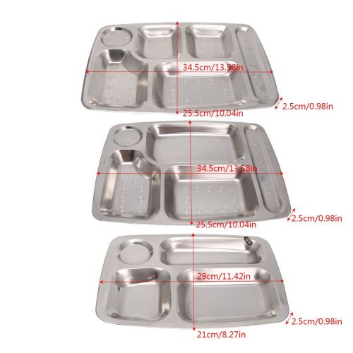  Forgun Stainless Steel Divided Dinner Tray Lunch Container Food Plate 4/5/6 Section