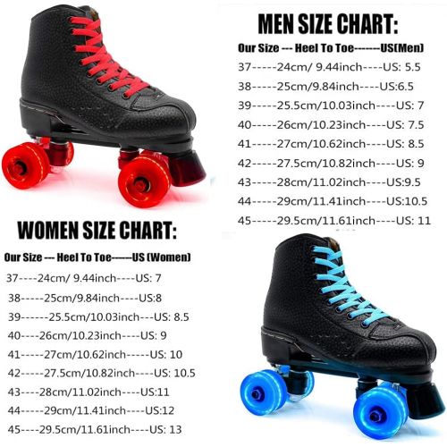  Foride Roller Skates PU Leather High-top Roller Skates Four-Wheel Roller Skates Double Row Shiny Roller Skates Adult Roller Skates Outdoor Roller Skates Roller Skate Roller Skate Women Me