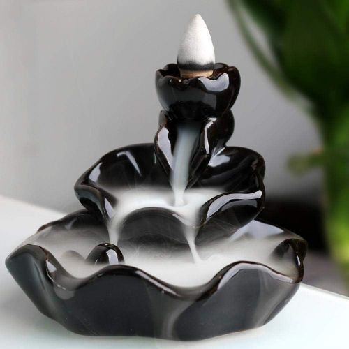  인센스스틱 Foride Incense Burner, Backflow Incense Holder Ceramic Incense Cones Burner Incense Stick Holder Backflow Incense Burner Home Decor Handicraft Gift with 10 Free Cones