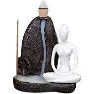 인센스스틱 Foride Backflow Incense Burner Holder Handmade Yoga Style Waterfall Incense Cone Sticks Holder with 10PCS Incense Cones for Home Decor Tearoom Office (A 56x107mm)