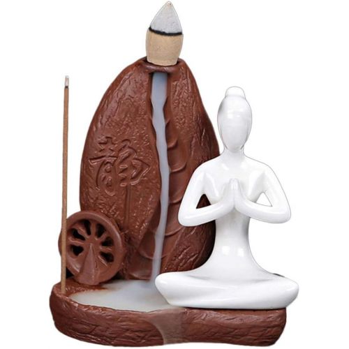  인센스스틱 Foride Backflow Incense Burner Holder Handmade Yoga Style Waterfall Incense Cone Sticks Holder with 10PCS Incense Cones for Home Decor Tearoom Office (A 56x107mm)