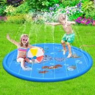 Forliver Sprinkle & Splash Play Mat - 68 Water Sprinkler, Kiddie Outdoor Outside Water Pool Toys for Toddlers Kids Children Infants Boys and Girls - Perfect Inflatable Outdoor Summer Water