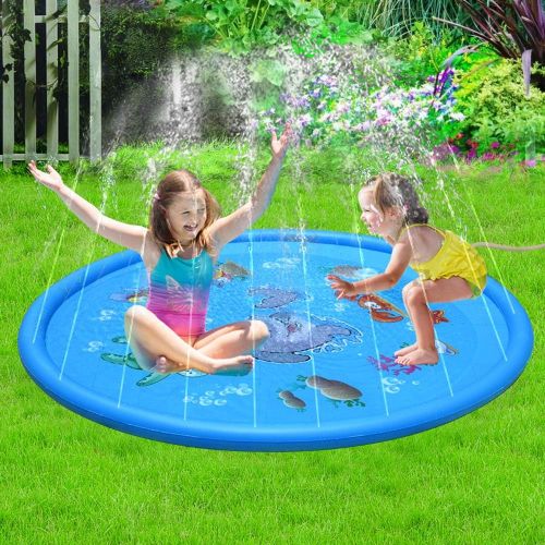  Forliver Sprinkle & Splash Play Mat - 68 Water Sprinkler, Kiddie Outdoor Outside Water Pool Toys for Toddlers Kids Children Infants Boys and Girls - Perfect Inflatable Outdoor Summer Water