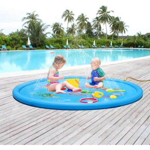  Forliver Sprinkle & Splash Play Mat - 68 Water Sprinkler, Kiddie Outdoor Outside Water Pool Toys for Toddlers Kids Children Infants Boys and Girls - Perfect Inflatable Outdoor Summer Water