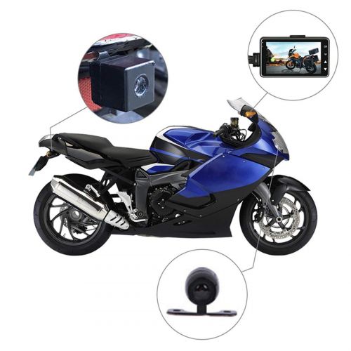  Formulaone MT208 Motorcycle Camcorder Dual Lens 3 Inch HD Screen Motorbike DVR 120 Degree Dash Camera IP68 Waterproof Video Recorder - Black