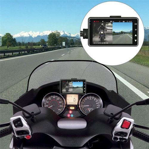  Formulaone MT208 Motorcycle Camcorder Dual Lens 3 Inch HD Screen Motorbike DVR 120 Degree Dash Camera IP68 Waterproof Video Recorder - Black