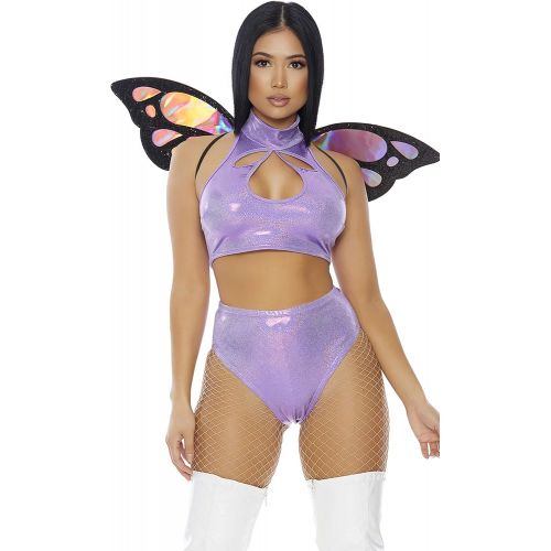  할로윈 용품Forplay Womens Iridescent Purple Vinyl Butterfly Costume Wings, O/S