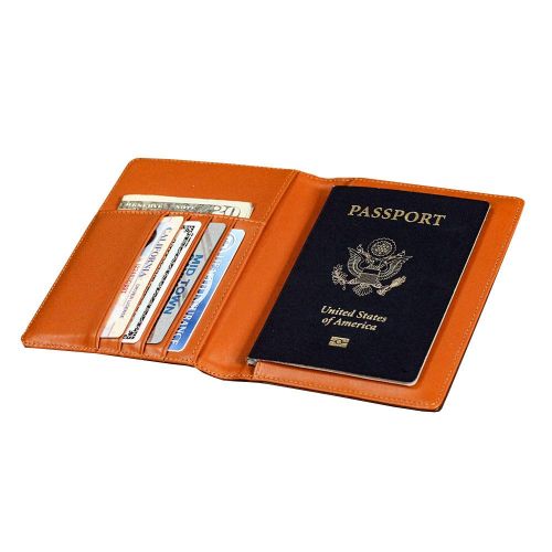  Forrest & Harold F&H Signature Passport Wallet in Top Grain Leather (Smooth Cognac/Rust)