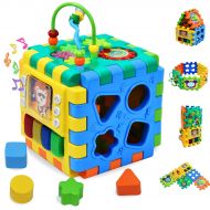 Forstart Activity Cube | 6 in 1 Multipurpose Play Center for Kids Toddlers Shape Color Sorter Beads Maze Time Learning Clock Skill Improvement Educational Game Toys Busy Learner Cu