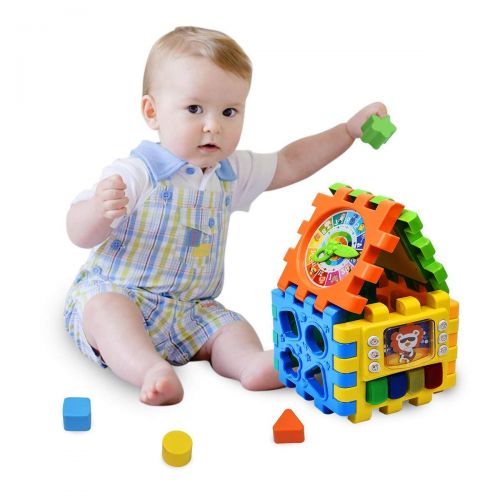  Forstart Activity Cube | 6 in 1 Multipurpose Play Center for Kids Toddlers Shape Color Sorter Beads Maze Time Learning Clock Skill Improvement Educational Game Toys Busy Learner Cu