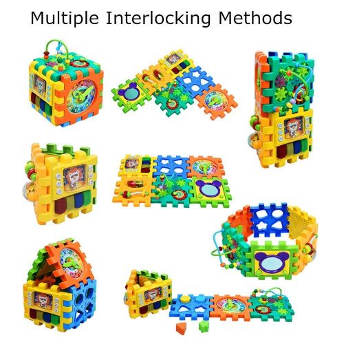  Forstart Activity Cube | 6 in 1 Multipurpose Play Center for Kids Toddlers Shape Color Sorter Beads Maze Time Learning Clock Skill Improvement Educational Game Toys Busy Learner Cu