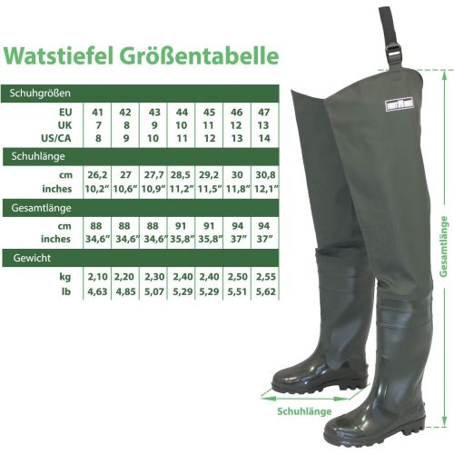  [아마존베스트]FortMen Mens Waders with Boots Waterproof Waders Size 41-47 Long Waders Rubber Boots Fishing Boots Angel