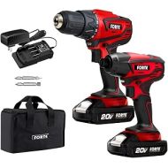 FORTE Cordless Drill Combo Kit - 20V Max Drill Driver and Impact Driver Cordless Power Tool Set with 2Pcs Lithium-Ion Batteries, Charger and Storage Bag included